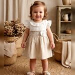 Girls White Ruffle Collar Classic Dress