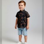Boys Black Abstract Floral Shirt
