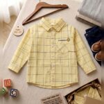 Unisex Yellow Plaid Collared Shirt